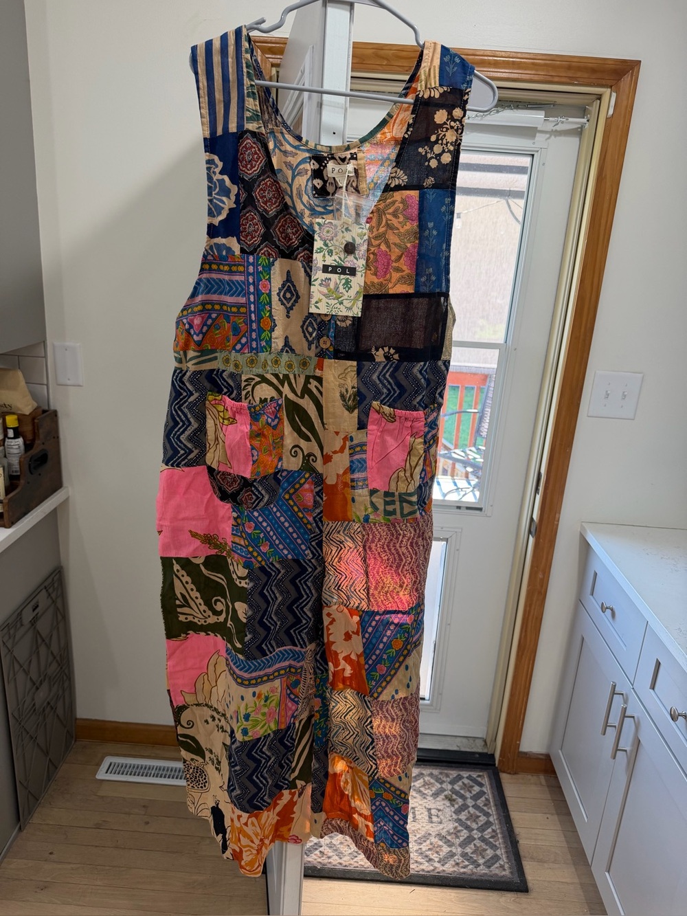 POL Patchwork Sleeveless Jumpsuit in Blue, Pink, Orange, Green